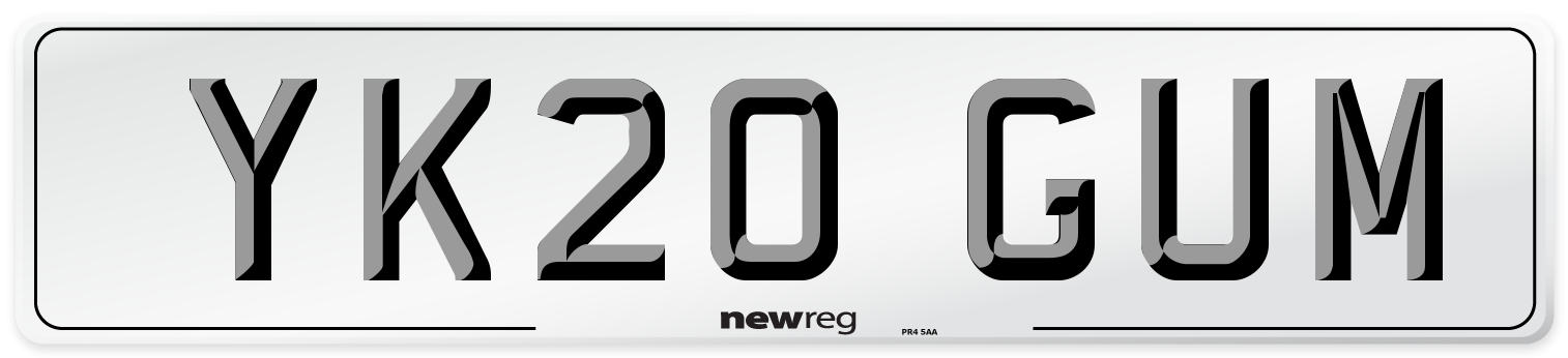 YK20 GUM Number Plate from New Reg